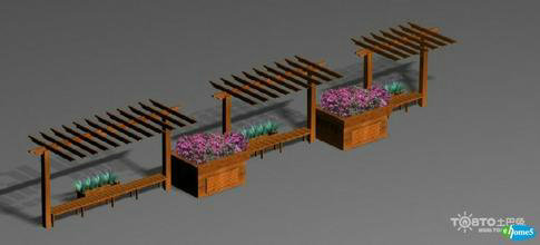 3D的葡萄架花籃